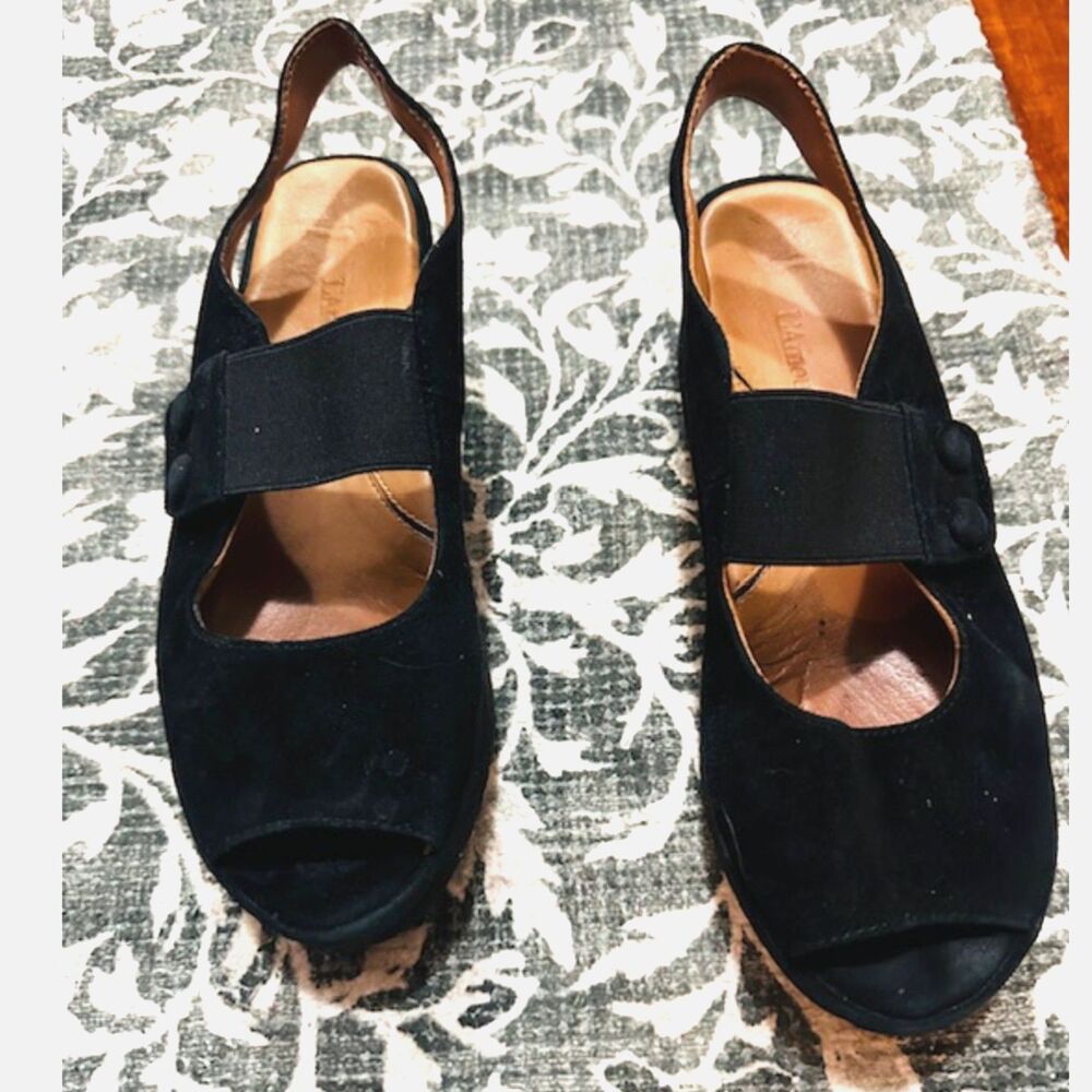 L'Amour DesPieds Adalicia Top Leather Suede Platform Wedges Open Toe Sandals 8.5